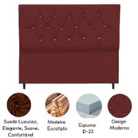 Cabeceira Cama Box King 195 Cm Geovana Suede Cor:bordô