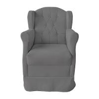 Poltrona Amamentação Balanço Confortável Puff Pétala Suede Cor:cinza - 7