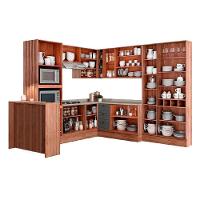 Cozinha Completa Bella 11 Peças (3Aéreos+3Balcões+1Paneleiro+1Cristaleira+1TorreQuente+1Ilha+1Complemento) C11P50 Nogal/Cinza - Carraro - 3