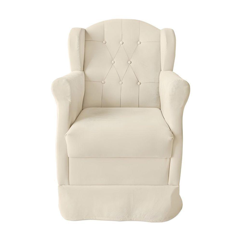 Poltrona Amamentação Balanço Confortável Puff Pétala Suede Cor:bege - 8
