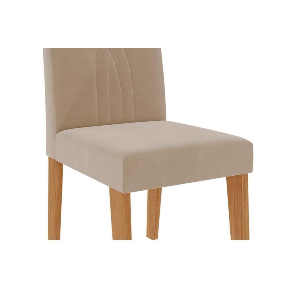 Conjunto: Mesa De Cozinha Maitê Tampo Madeirado C- Vidro Canto Curvo 160x80cm E 6 Cadeiras Nicole Savana-nature-suede Nude Bege - Cimol - 7