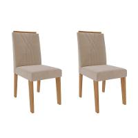 Conjunto: Mesa De Cozinha Maitê Tampo Madeirado C- Vidro Canto Curvo 160x80cm E 6 Cadeiras Nicole Savana-nature-suede Nude Bege - Cimol - 8