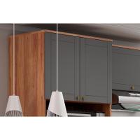 Cozinha Completa Bella 11 Peças (3Aéreos+4Balcões+1Paneleiro+1Cristaleira+1Ilha+1Complemento) C11P59 Nogal/Cinza - Carraro - 6