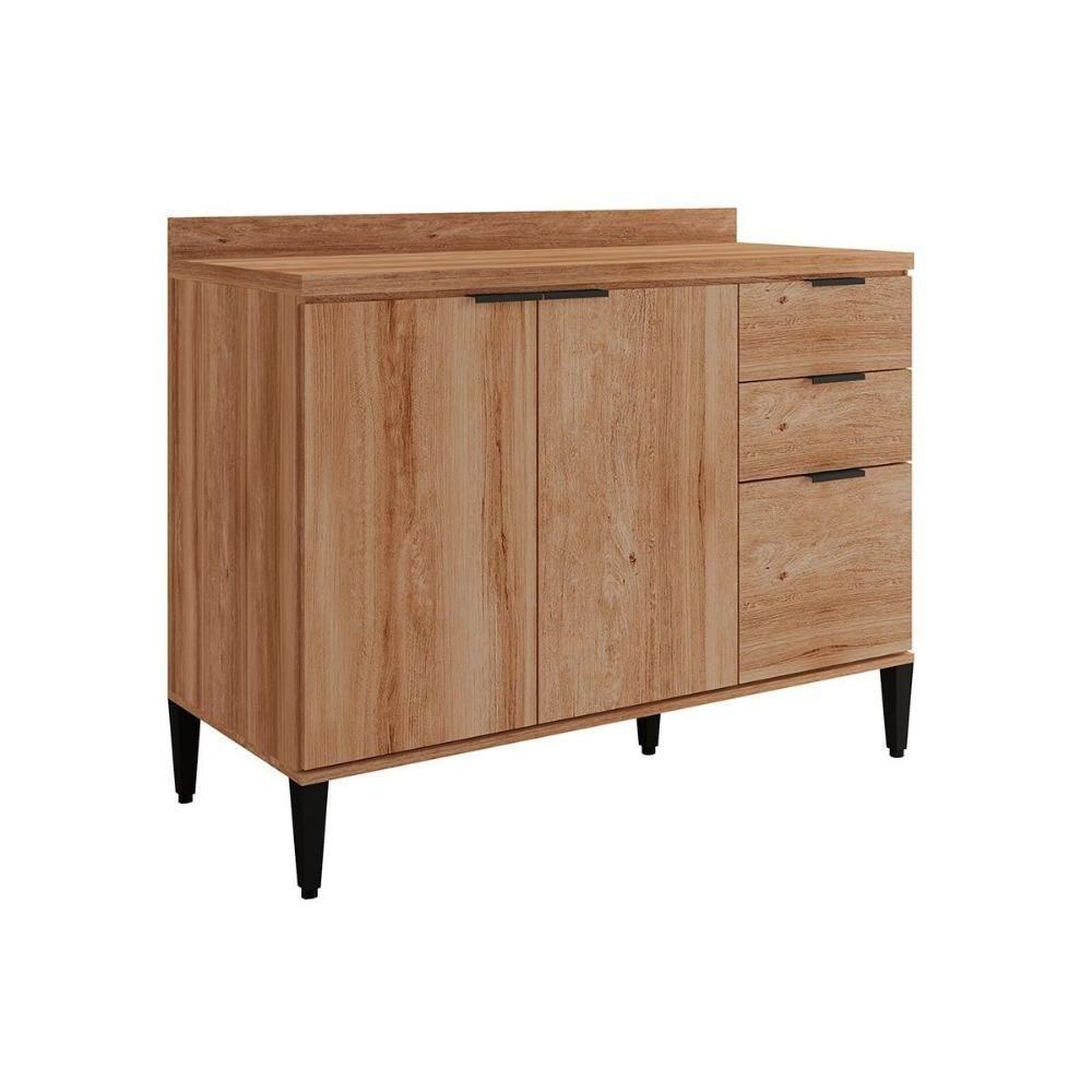 Balcão de Cozinha Alpha 2506 3 Portas e 2 Gavetas c/ Tampo 120cm Freijo/Off White - Carraro - 1