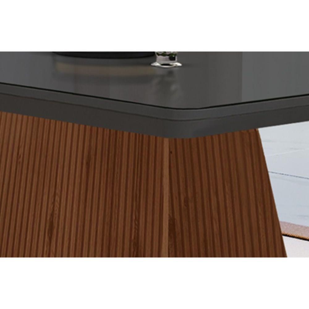 Mesa para Cozinha Luna c/Tampo Madeirado Vidro Canto Curvo 120x80cm Off White/Imbuia Ripado 3D - Vidro Off White - Rufato - 5