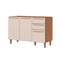 Balcão de Cozinha Modulado Requinte c/ 3 Portas e 2 Gavetas s/Tampo 120cm Nature/Areia - Henn - 5