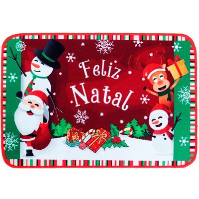 Tapete Capacho Porta Decoração Feliz Natal Enfeite 39x59cm