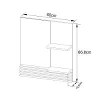 Conjunto de Banheiro Balcão c/ Rodizios BN3603 s/ Cuba 80cm e Armário c/ Espelho BN3614 Amendoa/Marmore Branco - Tecno Mobili - 9