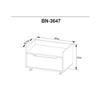 Conjunto de Banheiro Balcão Suspenso BN3646 e Balcão c/ Rodízios BN3647 60cm e Armário c/ Espelho BN3648 60cm Amêndoa/Branco - Tecno Mobili - 6