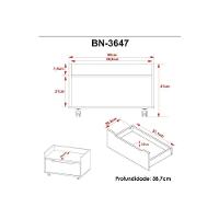 Conjunto de Banheiro Balcão Suspenso BN3646 e Balcão c/ Rodízios BN3647 60cm e Armário c/ Espelho BN3648 60cm Amêndoa/Branco - Tecno Mobili - 7