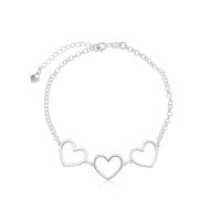 Pulseira 03 Corações Vazados Prata 925 - 1