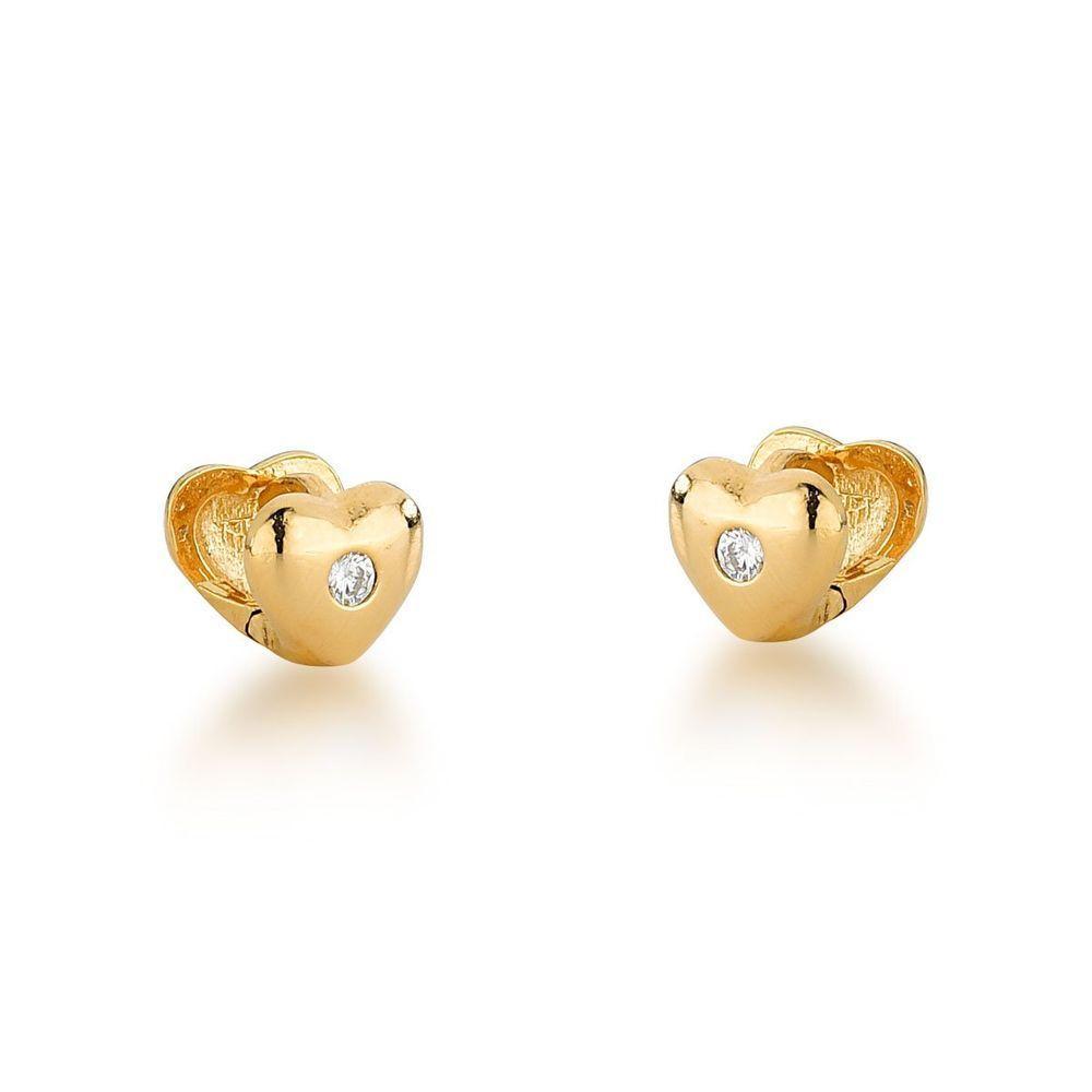 Trio De Brincos Corações Com Ponto De Luz Banhado A Ouro 18k - 4