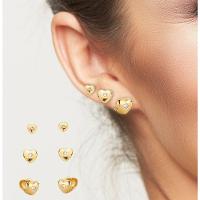 Trio De Brincos Corações Com Ponto De Luz Banhado A Ouro 18k - 2