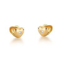 Trio De Brincos Corações Com Ponto De Luz Banhado A Ouro 18k