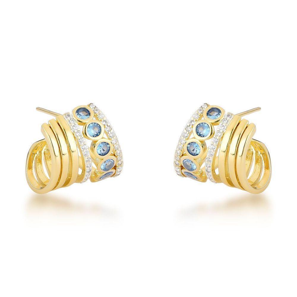 Brincos Glamourosos Com Zircônio E Banho De Ouro 18k - 1