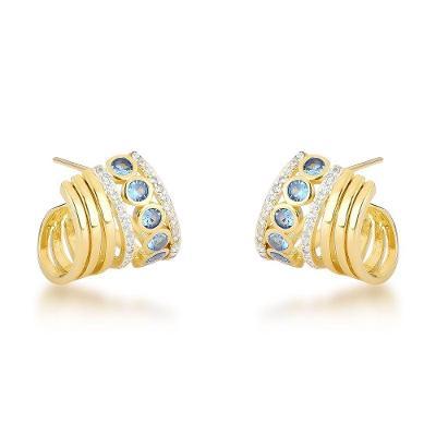 Brincos Glamourosos Com Zircônio E Banho De Ouro 18k
