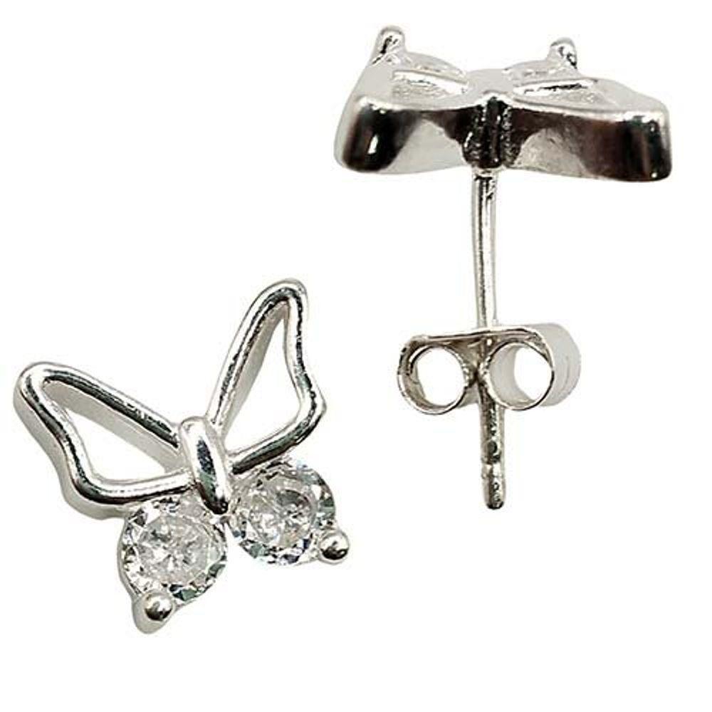 Brinco Borboleta Cristal Prata 925 - 1