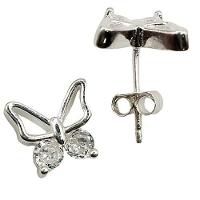Brinco Borboleta Cristal Prata 925 - 1