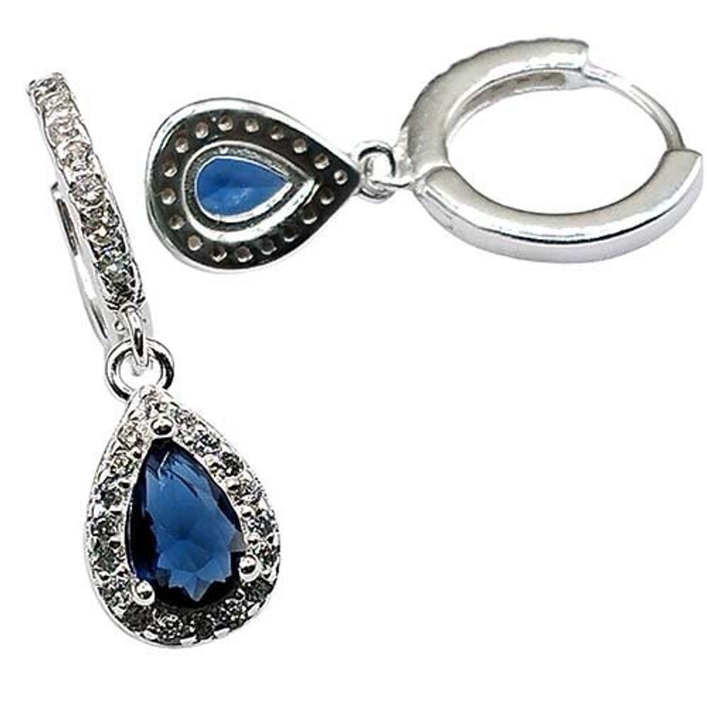 Brinco Argola Com Pingente Ponto De Luz Gota Colorido Prata 925 - 1