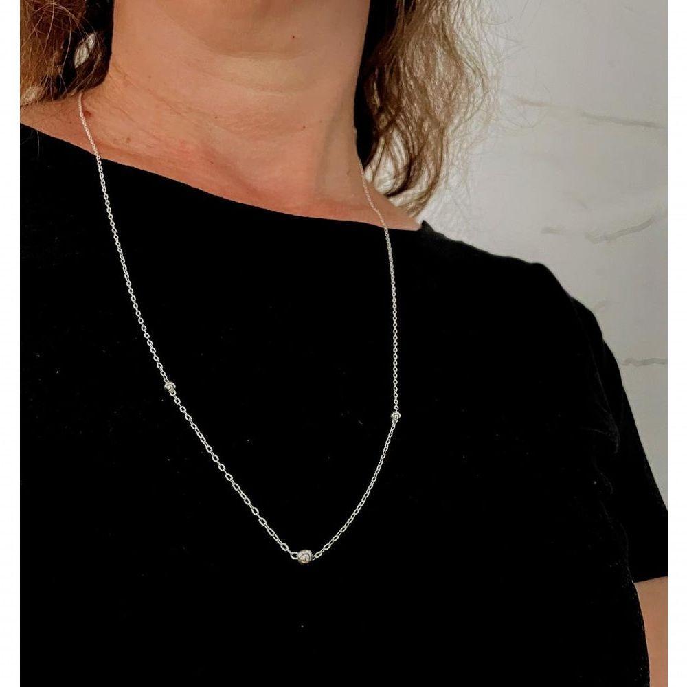 Colar Longo Bolas 3mm 4mm Prata 925 - 2