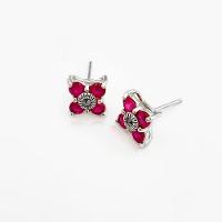 Brincos Em Prata 925 Com Pedras Naturais E Marcassita Central - 1