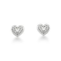 Brincos Coração Com Fecho Em Prata 925 Cravejado Com Zircônias - 1