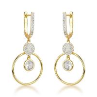 Brincos Com Argola Dupla E Esferas De Zircônia Cintilantes - Banhados A Ouro 18k - 1