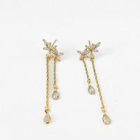 Brinco Zirconias Com Corrente Banhados A Ouro 18k - 2