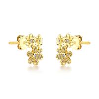 Brincos Florais Banhados A Ouro 18k Com Zircônias - 1