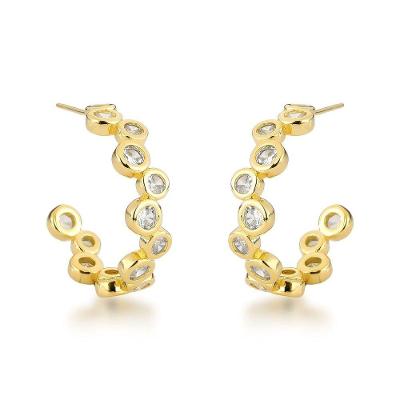 Brincos De Luxo Com Cristais De Zircônia E Banho De Ouro 18k