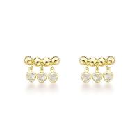 Brincos Femininos Banhados A Ouro 18k Com Esferas E Corações De Zircônia - 1