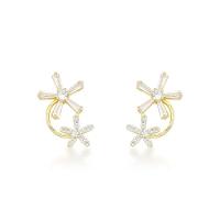 Flores De Ouro: Brincos Banhados A Ouro 18k Com Zircônia - Sofisticação Natural - 1