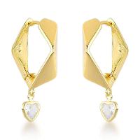 Brincos De Argola Com Pingente De Coração Em Zircônia - Banhados A Ouro 18k Dourado - 1