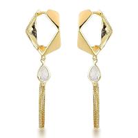 Brincos De Argola Com Pendente Gota E Franja - Ouro 18k Banhado Prata - 1