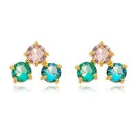 Brinco Com 3 Cristais Zircônias Banhado A Ouro 18k - 1