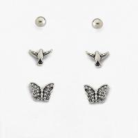 Trio Brincos Borboleta E Espirito Santo Cravejado Com Zircônias Prata 925 - 1