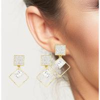 Brinco Sofisticado Zirconia Quadrada Banhada A Ouro 18k - 2