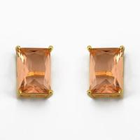 Brincos Com Zircônia Retangulares Banhado A Ouro 18k - 1