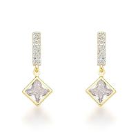 Brinco Palito Cravejado E Ponto De Luz Banhado A Ouro 18k - 1