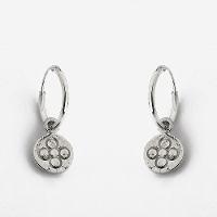 Brincos Argola Com Chapinha Com Desenho De Flor Prata 925 - 1