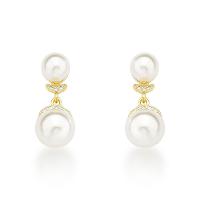 Brinco Charmoso Duas Perolas Sinteticas Banhado A Ouro 18k - 1