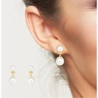 Brinco Charmoso Duas Perolas Sinteticas Banhado A Ouro 18k - 2