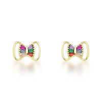 Brinco Laço Colorido Banhado A Ouro 18k - 1