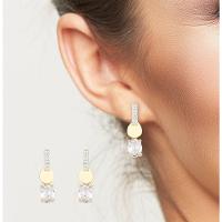 Brinco Palito Com Pingente Zircônio Oval Banhado A Ouro 18k - 2