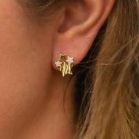 Brinco Com Estrelas E Detalhe Em Zircônia Folheado A Ouro 18k - 2