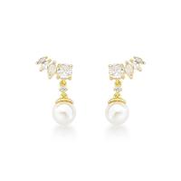 Luxo E Sofisticação: Brincos De Pérola Com Zircônias E Ouro 18k - 1