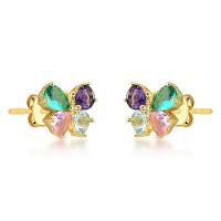 Brincos De Luxo Com Cristais Zircônias E Banho De Ouro 18k - Design Elegante Cristal - 1