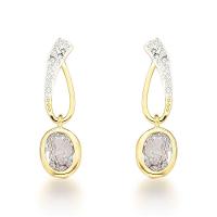 Brinco Vazado Com Pingente Oval Banhado A Ouro 18k - 1