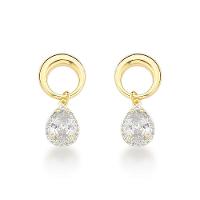 Brinco Pequeno Círculo Com Gota Banhado A Ouro 18k - 1