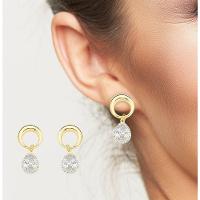 Brinco Pequeno Círculo Com Gota Banhado A Ouro 18k - 2